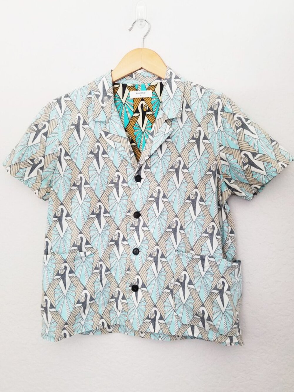 Billy Reid Women's S Geometric Retro Patterned Button Down Camp Shirt Top $178